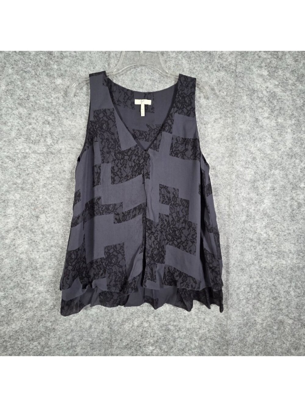 Joie Amisi Silk Print Layered Tank Blouse Split XS Top V Neck Sleeveless Swing